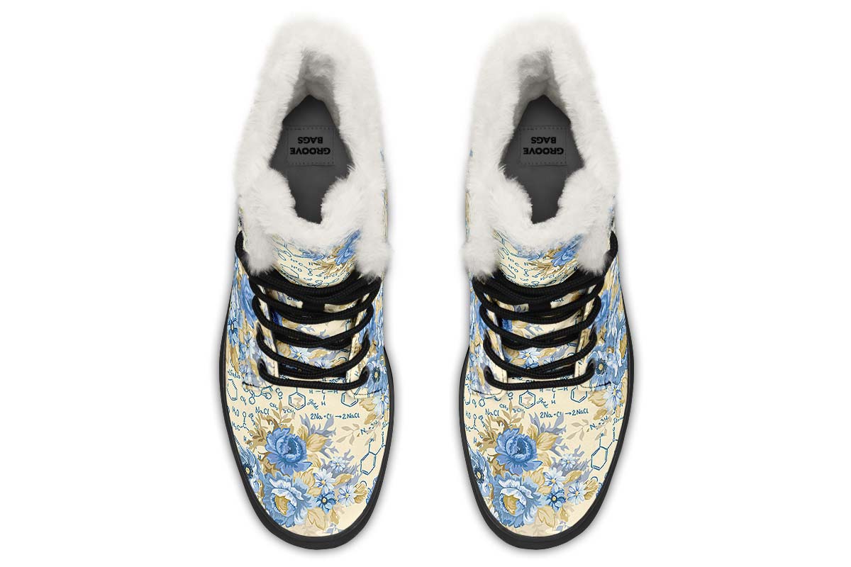 Floral Chemistry Winter Boots - Custom Printed, High-Quality Microsuede with Memory Foam Insoles