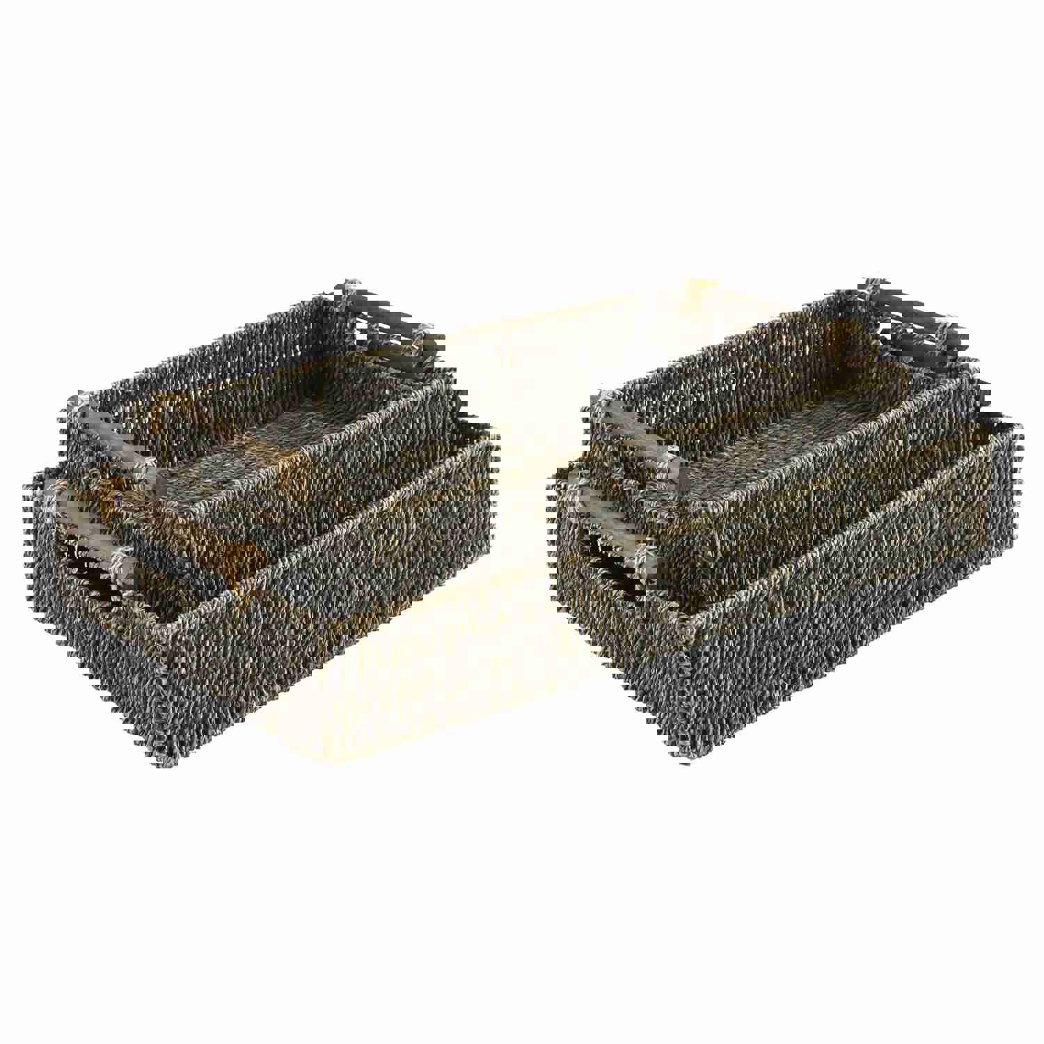 Signature Design by Ashley Home Decor Trays A2000466 - Set of Woven Seagrass Trays with Cutout Wood Handles