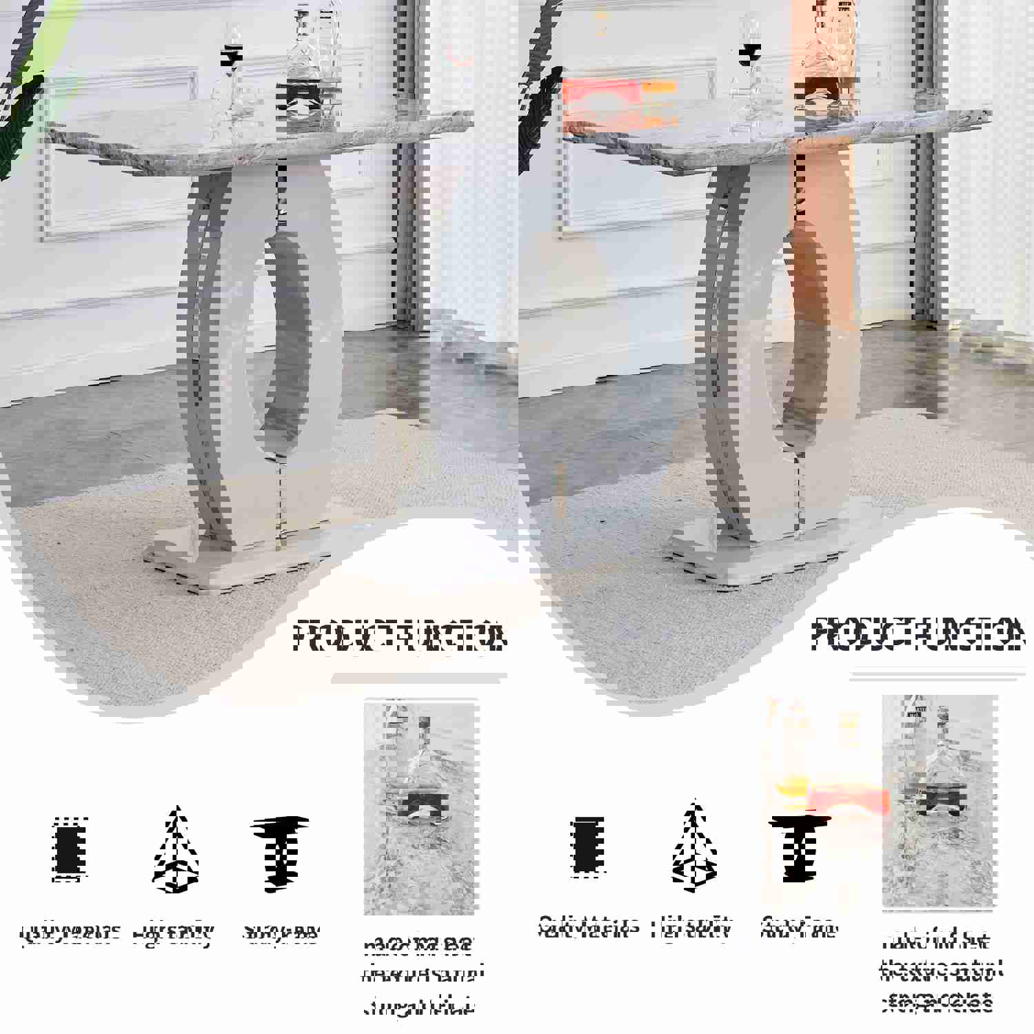 Modern Simple and Luxurious Grey Imitation Marble Grain Dining Table