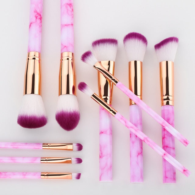 5/15Pcs Marble Makeup Brushes Set - Cosmetic Powder, Eye Shadow, Foundation, Blush Blending Beauty Tools