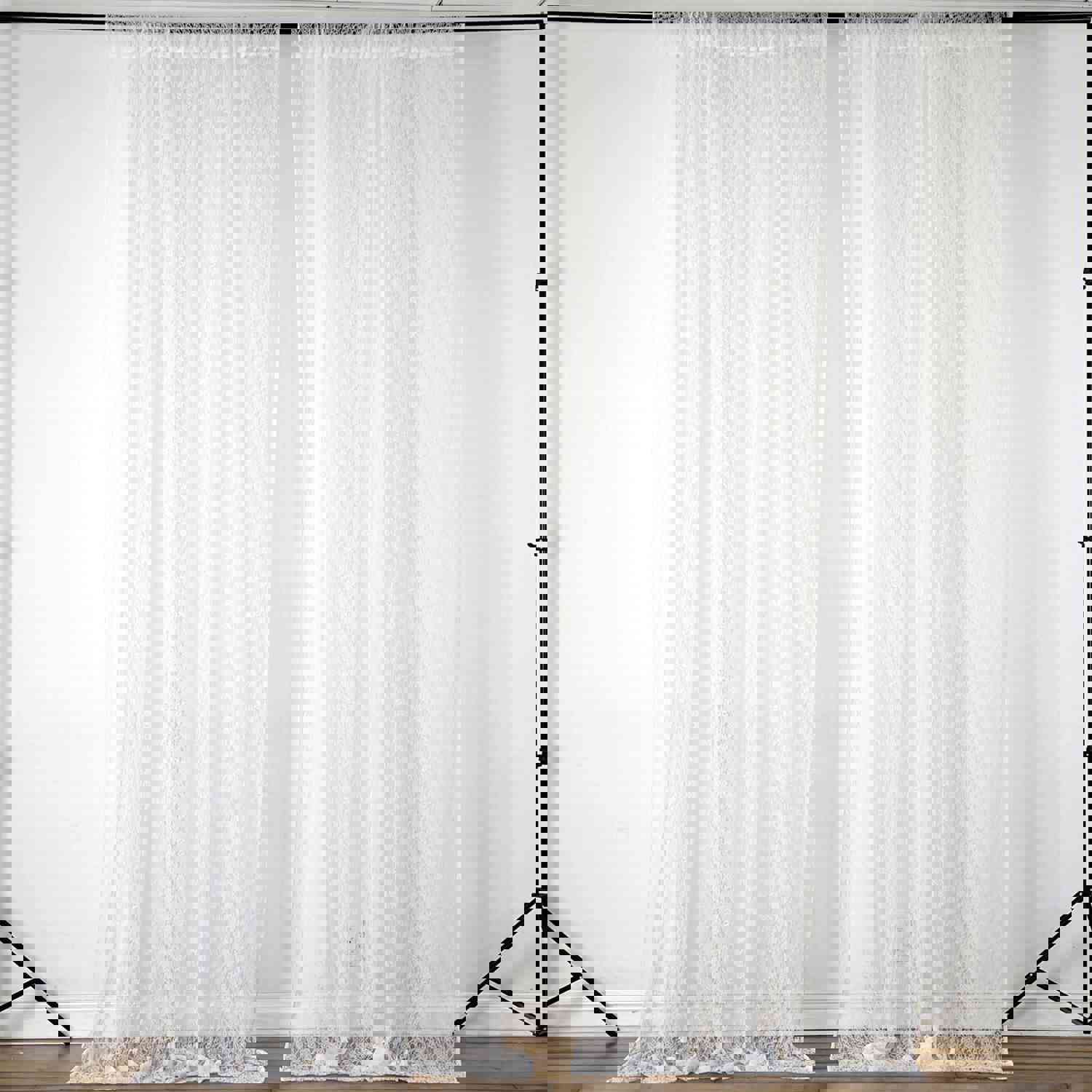 2 Pack Fire Retardant Floral Lace Sheer Curtains With Rod Pockets 5ftx10ft
