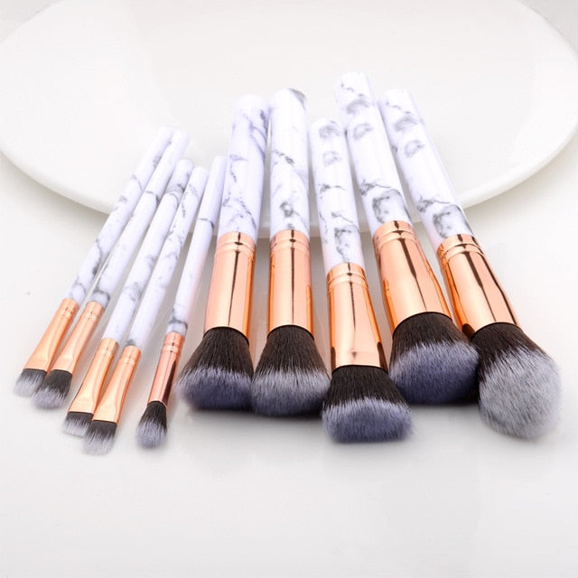 5/15Pcs Marble Makeup Brushes Set - Cosmetic Powder, Eye Shadow, Foundation, Blush Blending Beauty Tools