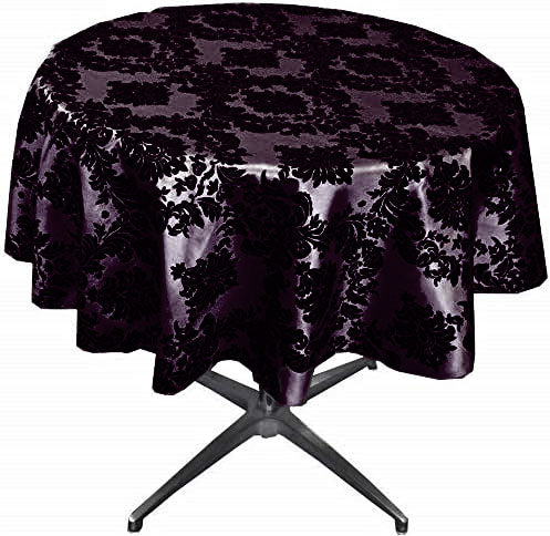Plum Taffeta Flocking Damask Table Rounds for Wedding, Bridal Shower, Baby Shower, Dinner, and Special Events