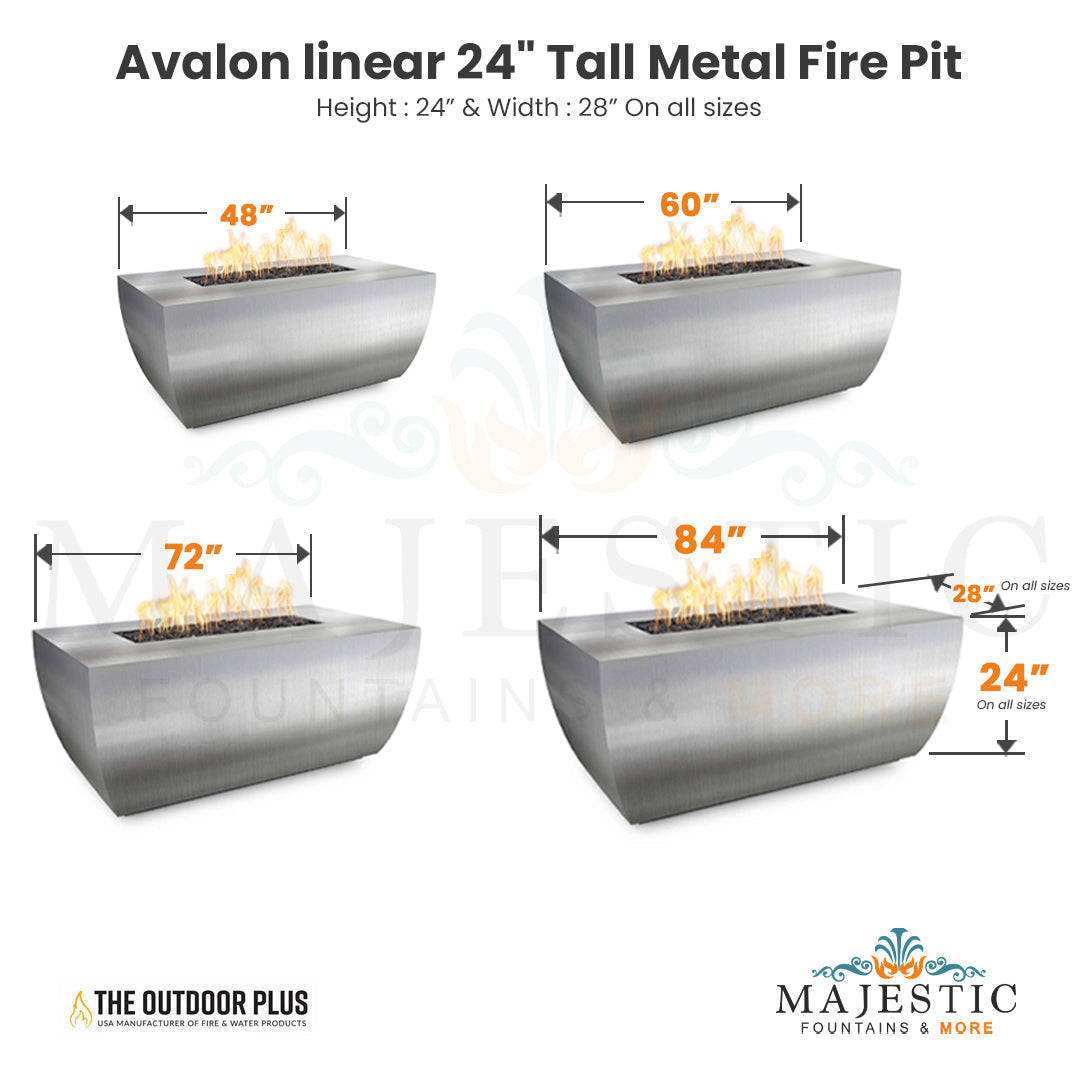 Outdoor Plus Avalon Linear 24 Tall Fire Pit - Powder Coated Steel with Free Cover