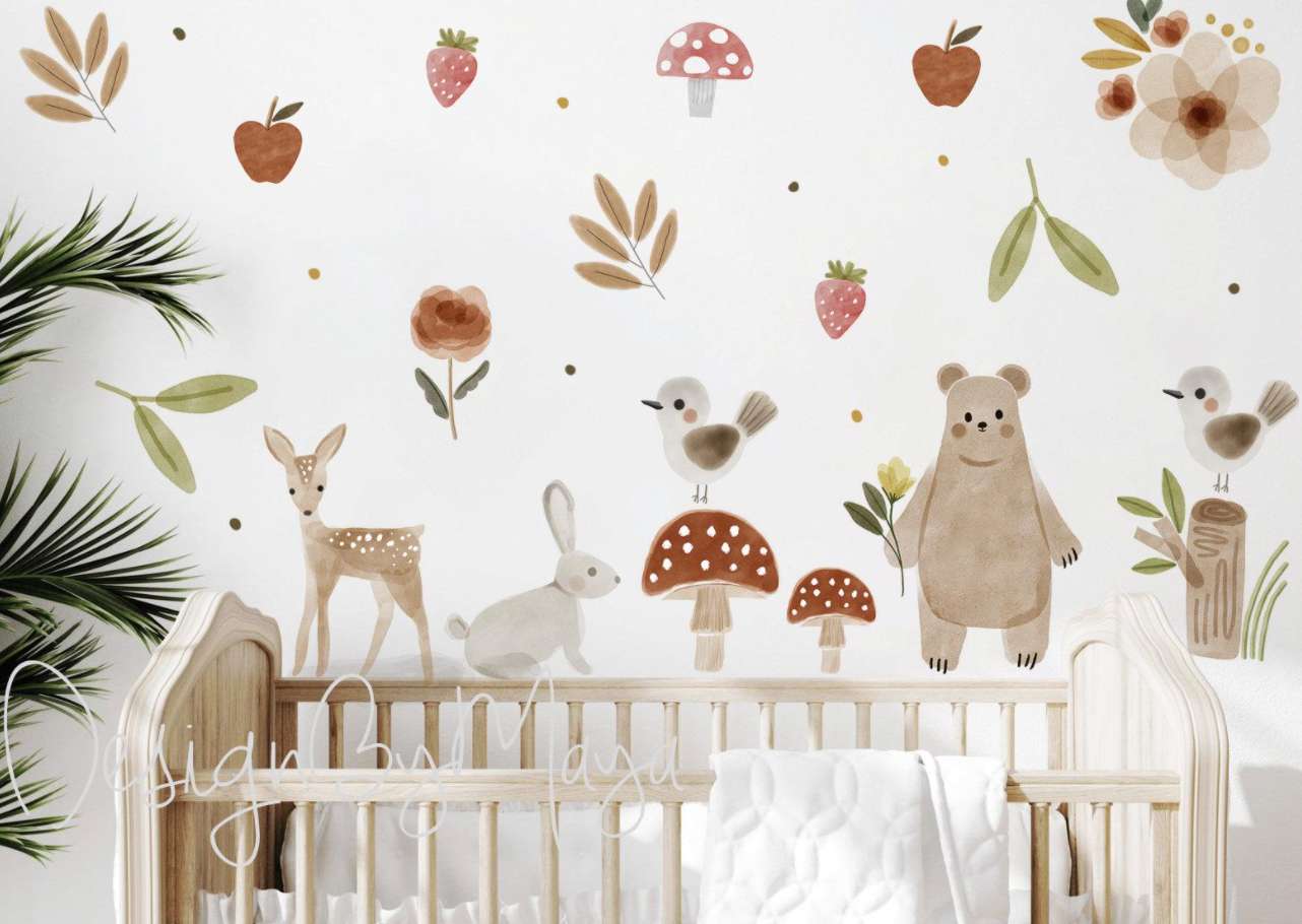 Woodland Baby Forest Animals - Fabric Nursery Wall Art Decals