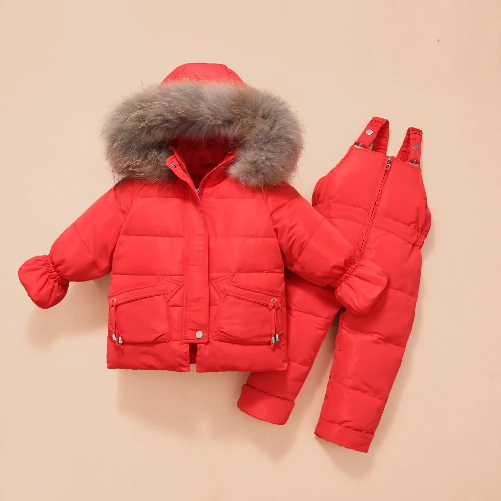 Little Boys Girls Thick Warm Down Jacket Jumpsuit Clothing Set
