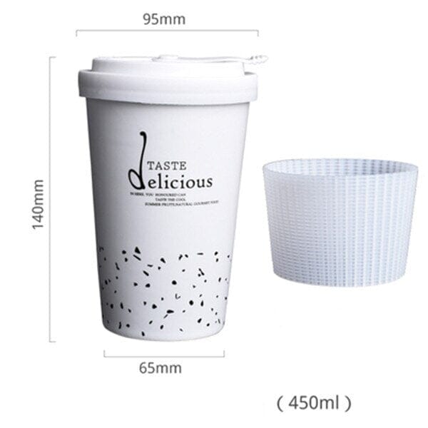 Portable Black Print Large Capacity Milk Tea Drinking Cups