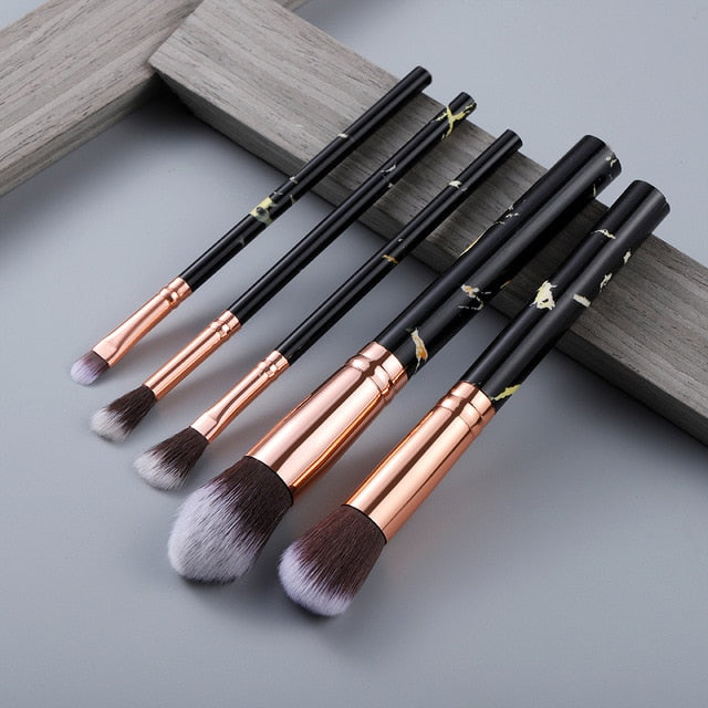 5/15Pcs Marble Makeup Brushes Set - Cosmetic Powder, Eye Shadow, Foundation, Blush Blending Beauty Tools
