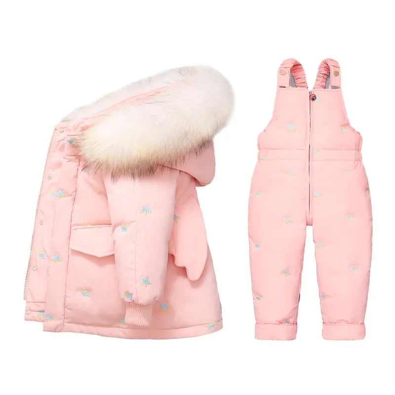 Little Boys Girls Thick Warm Down Jacket Jumpsuit Clothing Set