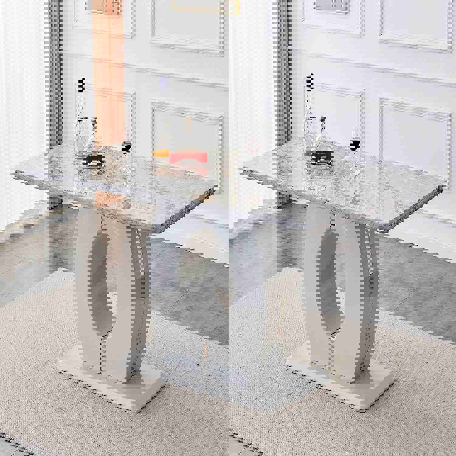 Modern Simple and Luxurious Grey Imitation Marble Grain Dining Table