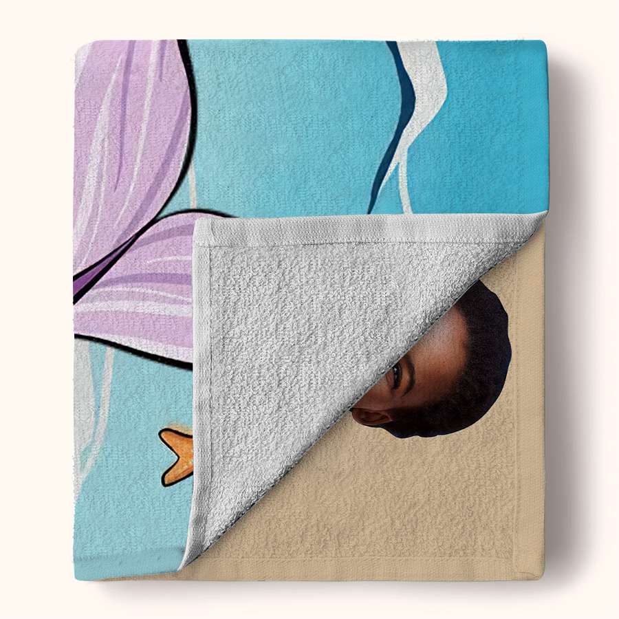Funny Mermaid Personalized Beach Towel - Custom Photo Gift for Beach Lovers