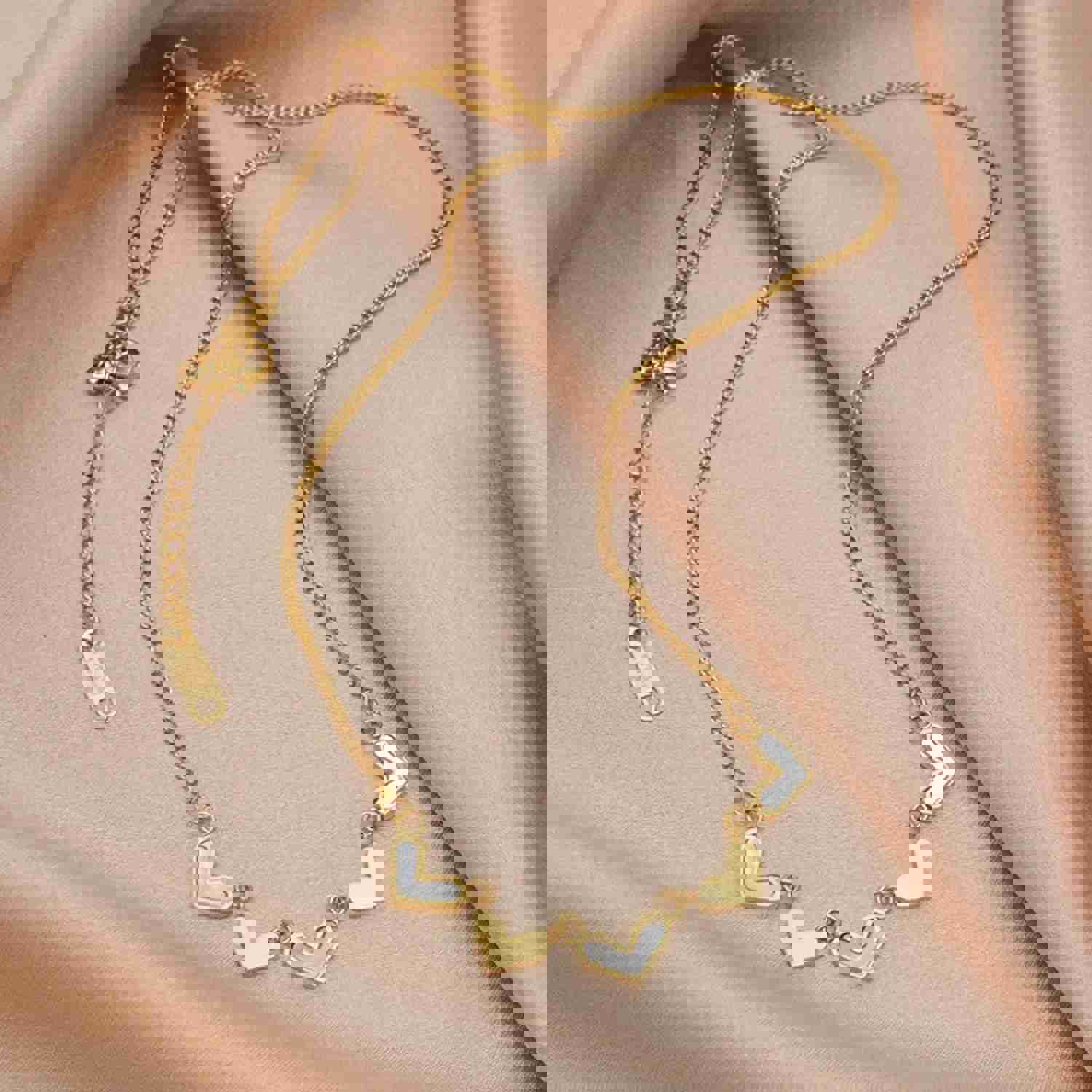 Laney Multi Heart Necklace - Elegant 18K Gold Plated Stainless Steel with Mother of Pearl