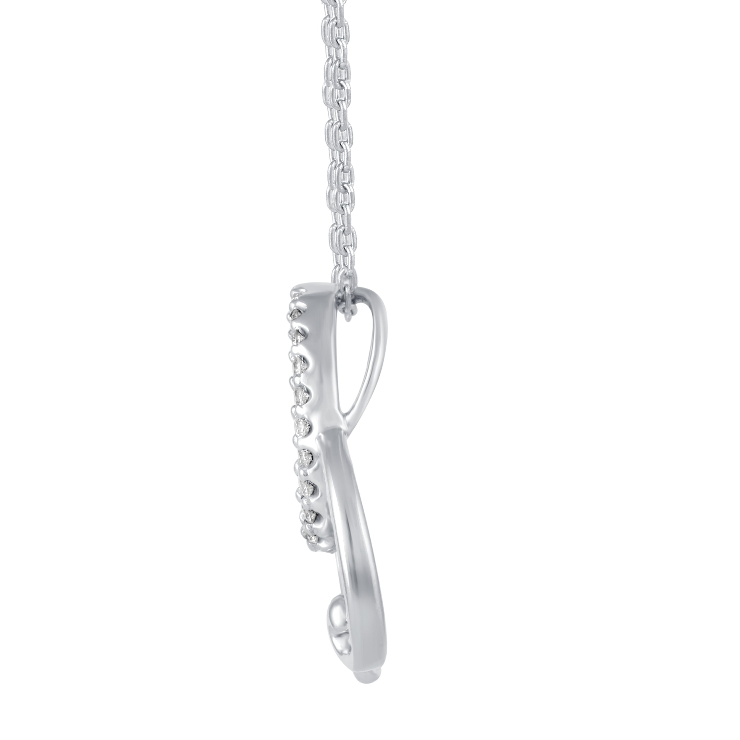 1/4 Cttw Diamond Double Heart Entwined Pendant Necklace in 925 Sterling Silver