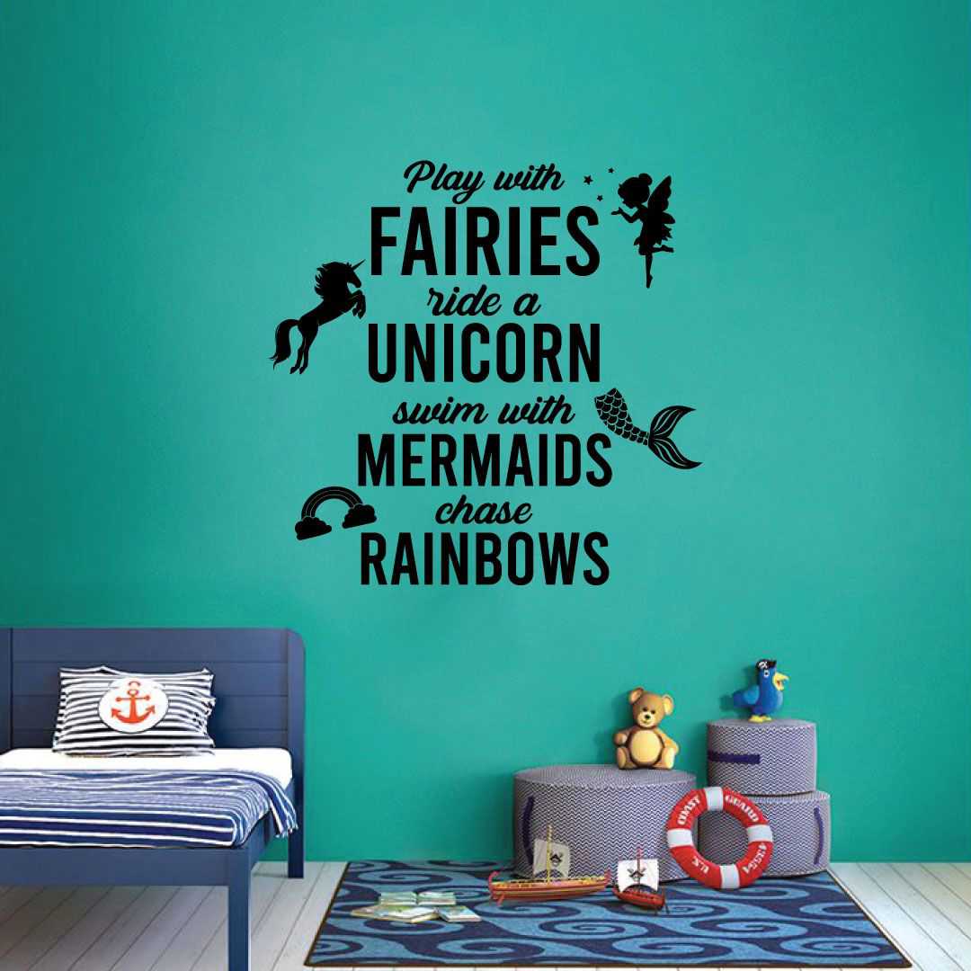 Inspirational Quote Vinyl Wall Sticker Decal - Swim With Mermaids