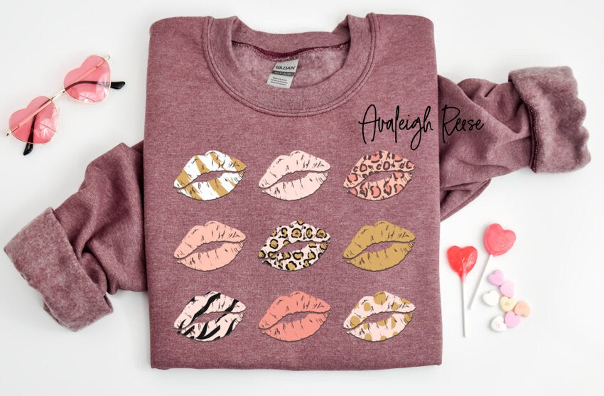 Valentines Lips Tshirt - Unisex Kiss Tee for Couples