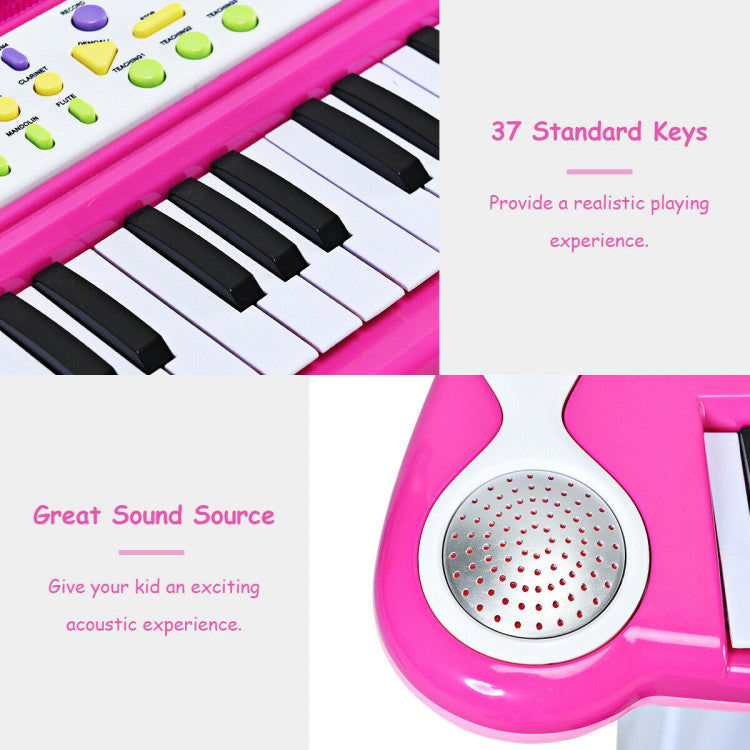 Costway 37 Key Electronic Keyboard Toy Piano for Kids - Pink