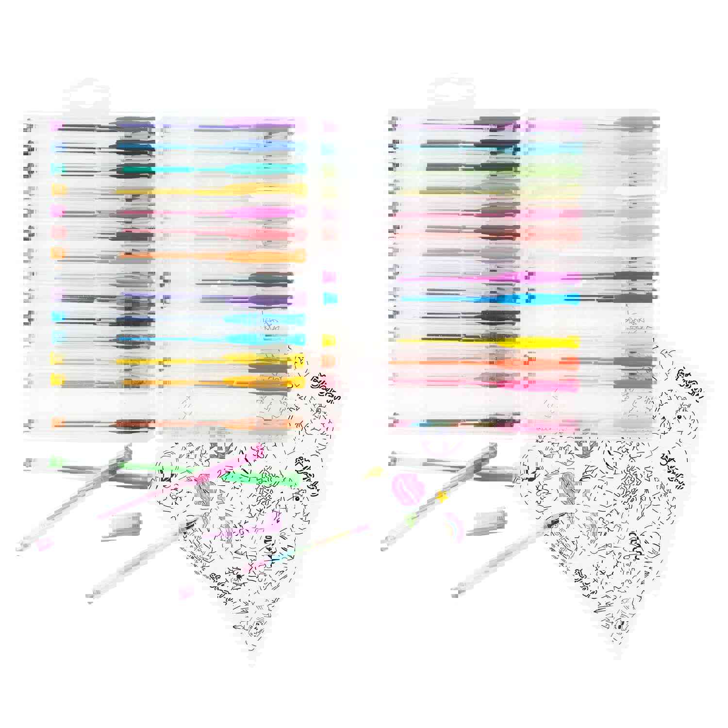 30 Gel Pen Set with Color Your Own Sticker Sheets