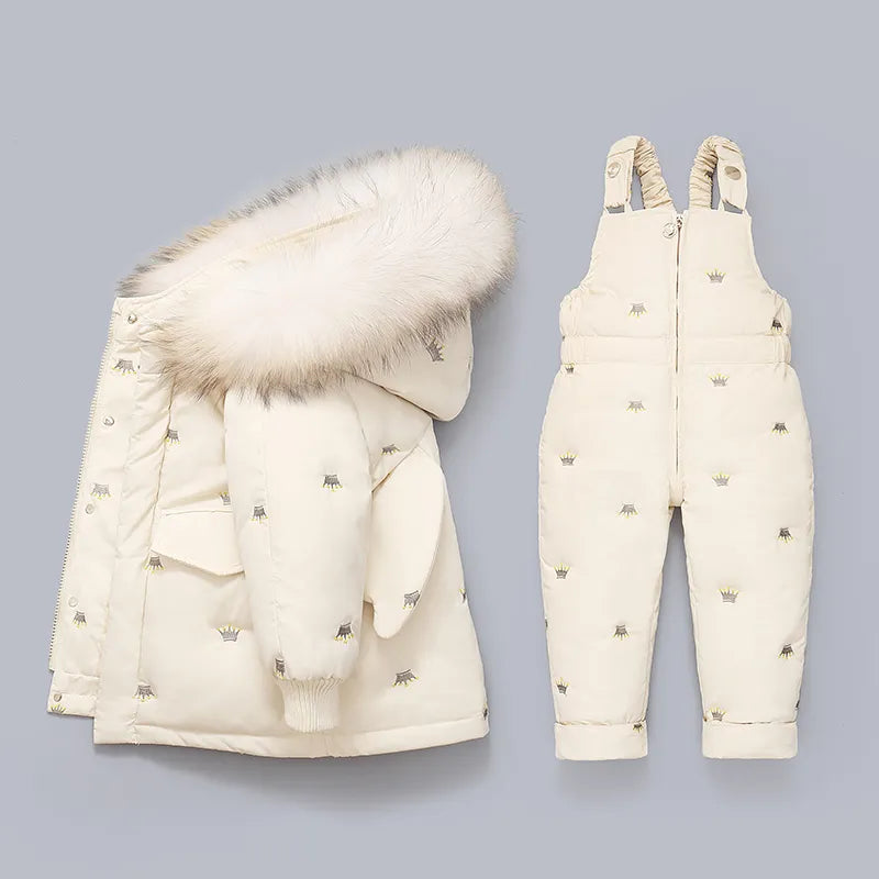 Little Boys Girls Thick Warm Down Jacket Jumpsuit Clothing Set