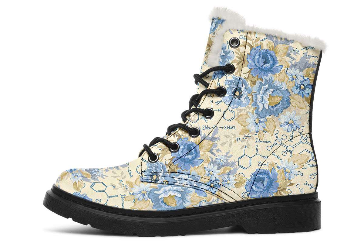 Floral Chemistry Winter Boots - Custom Printed, High-Quality Microsuede with Memory Foam Insoles