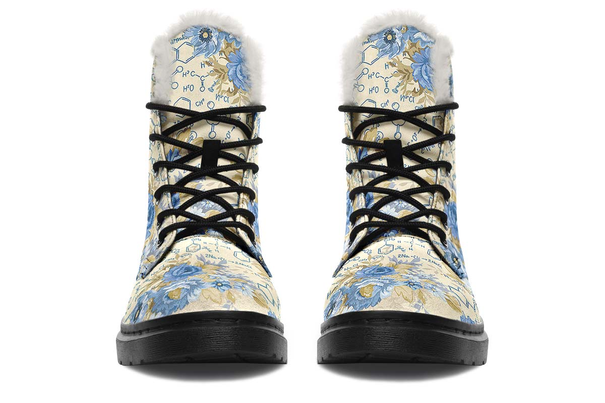 Floral Chemistry Winter Boots - Custom Printed, High-Quality Microsuede with Memory Foam Insoles