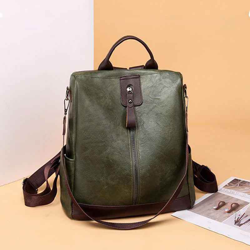 Womens Cool Backpacks LKS30 Multifunction Leather Large Capacity School Bags