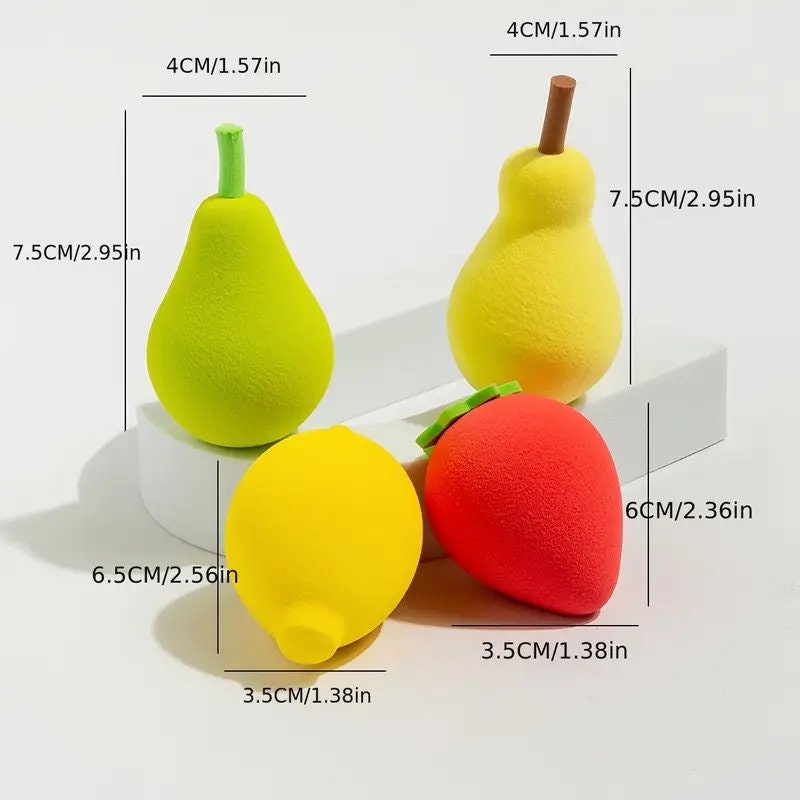 4pcs Fruit Beauty Eggs Super Soft Makeup Sponge Puff with Storage Box