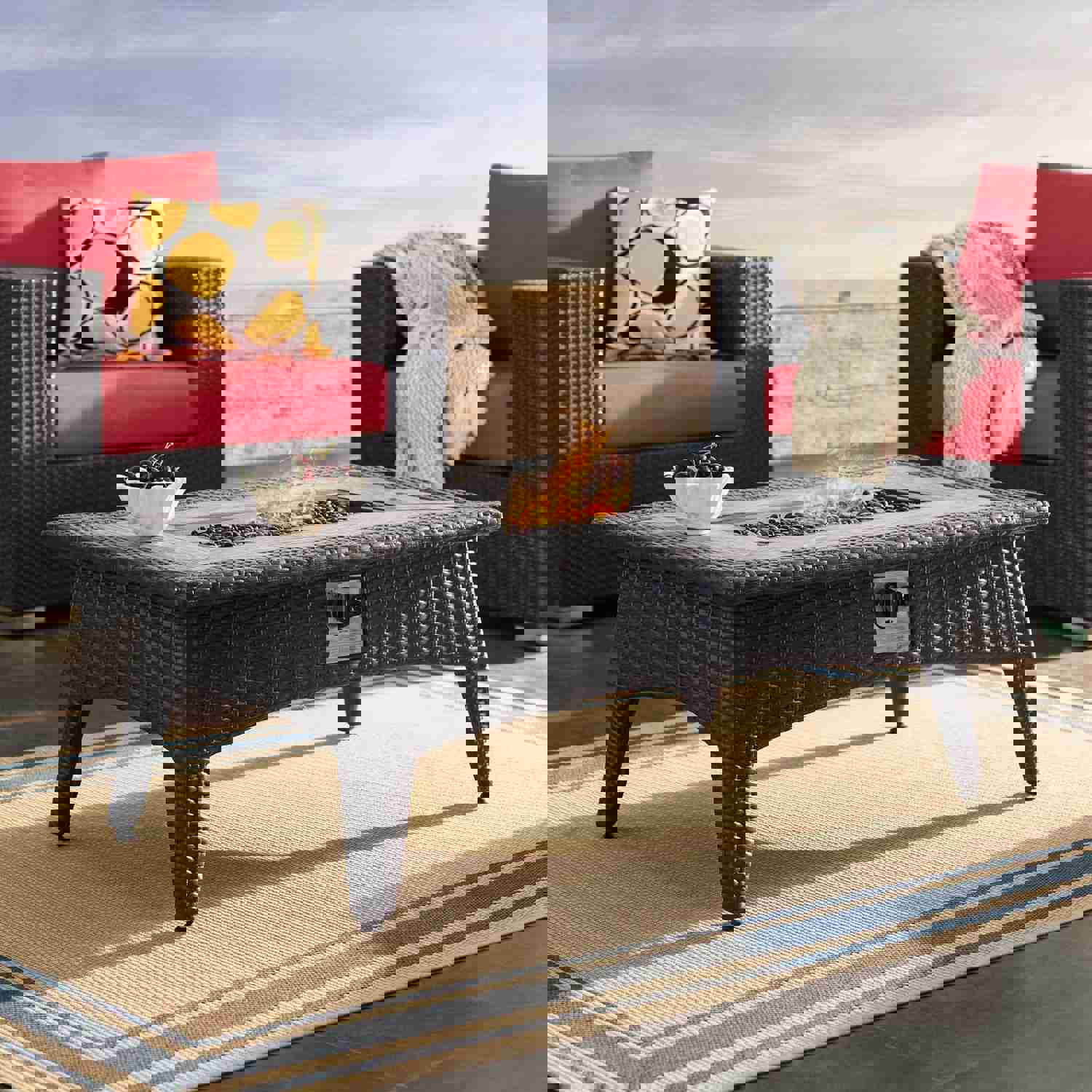 Splendor 43.5 Rectangle Outdoor Patio Fire Pit Table