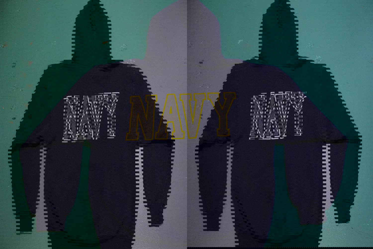 SOFFE 50/50 Hoodie Sweatshirt Blue US Navy USN Reflective Hooded Vintage 80s