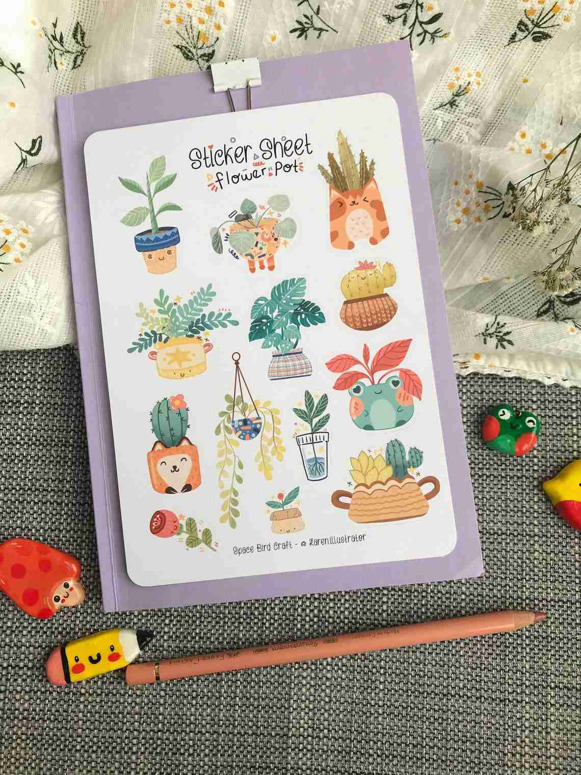 Flower Pot Sticker Sheet - Bullet Journal Stickers