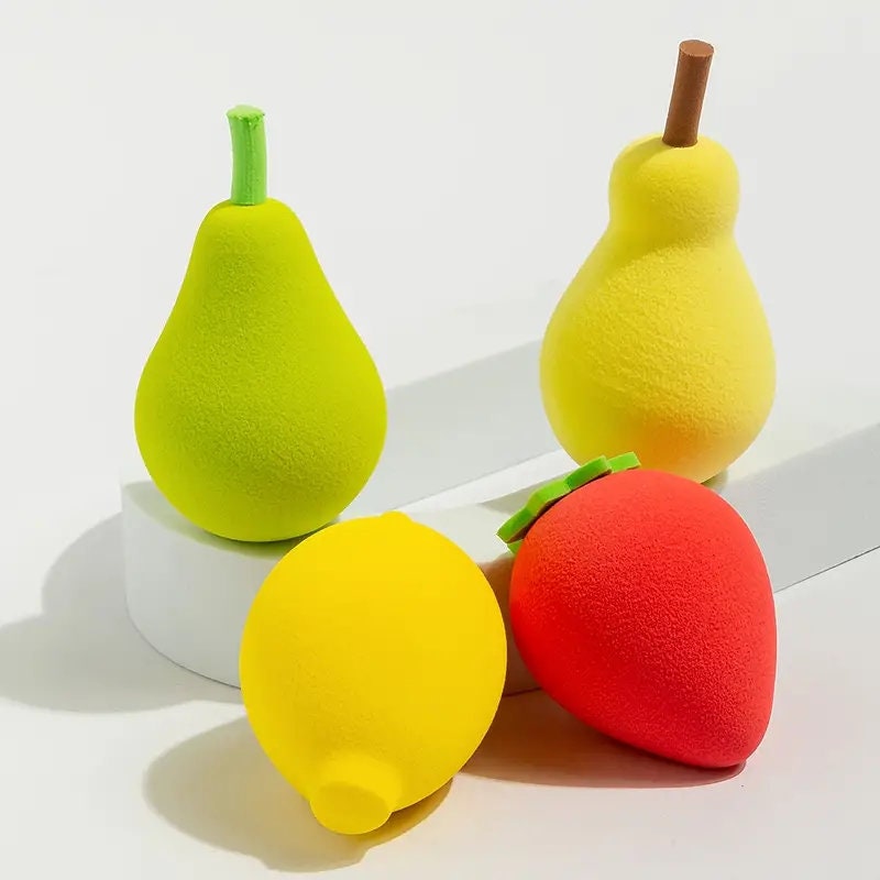 4pcs Fruit Beauty Eggs Super Soft Makeup Sponge Puff with Storage Box
