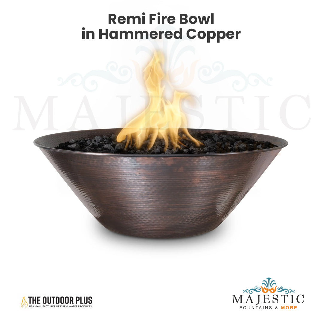 Outdoor Plus Remi Fire Bowl in Hammered Copper with Free Cover