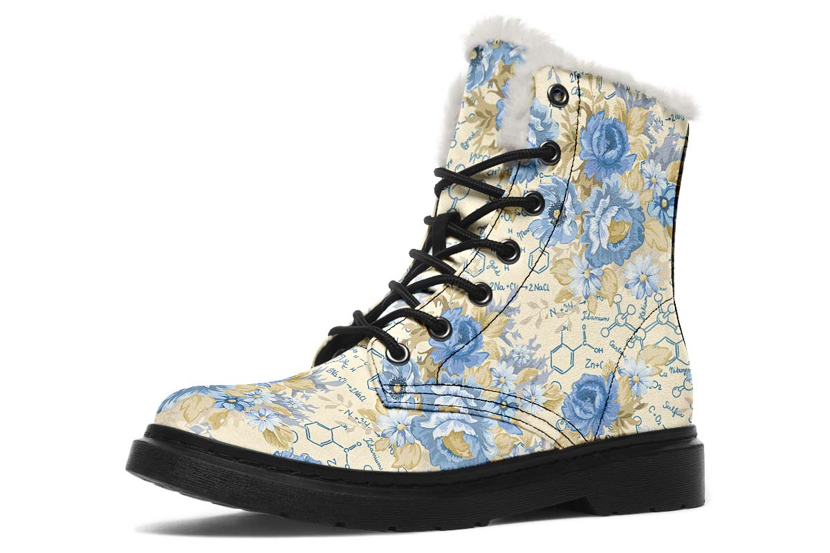 Floral Chemistry Winter Boots - Custom Printed, High-Quality Microsuede with Memory Foam Insoles