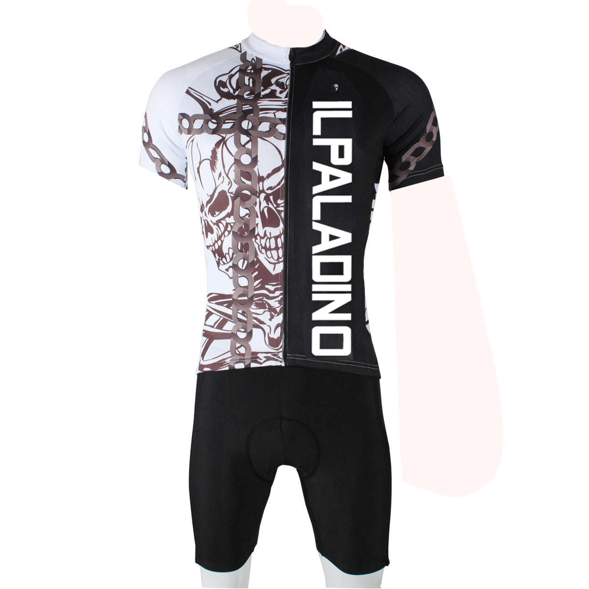 ILPALADINO Chain Skull Mens Summer Cycling Short-sleeve Suit Bike Shirt Sportswear Quick-dry Shirt