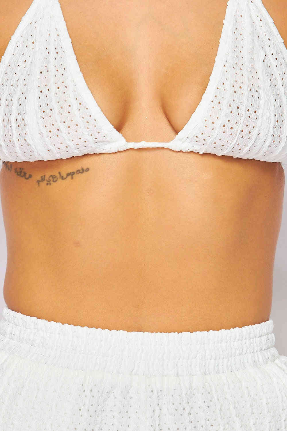 Los Cabos Eyelet 3 Piece Hoodie Bra Top Shorts Set