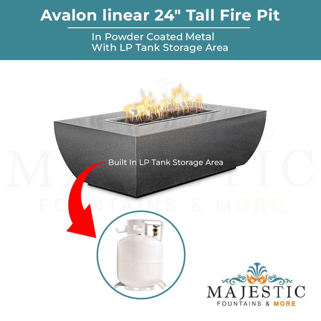 Outdoor Plus Avalon Linear 24 Tall Fire Pit - Powder Coated Steel with Free Cover