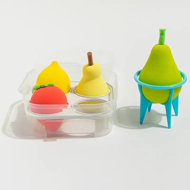 4pcs Fruit Beauty Eggs Super Soft Makeup Sponge Puff with Storage Box