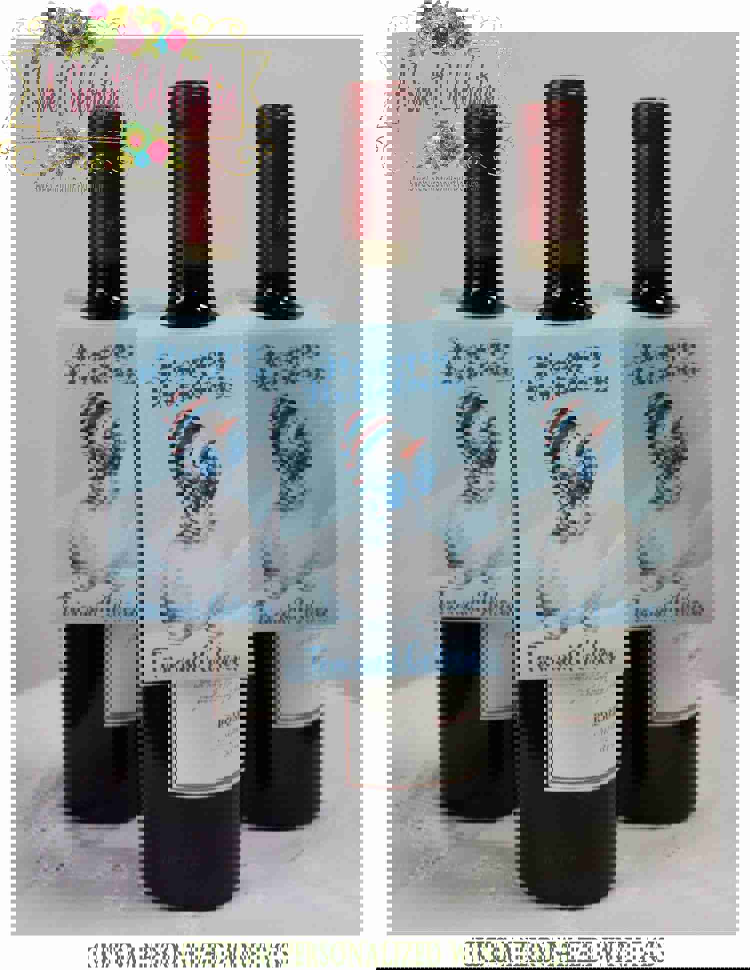 Christmas Gift Wine Tags - Vintage Santa Personalized Wine Tags