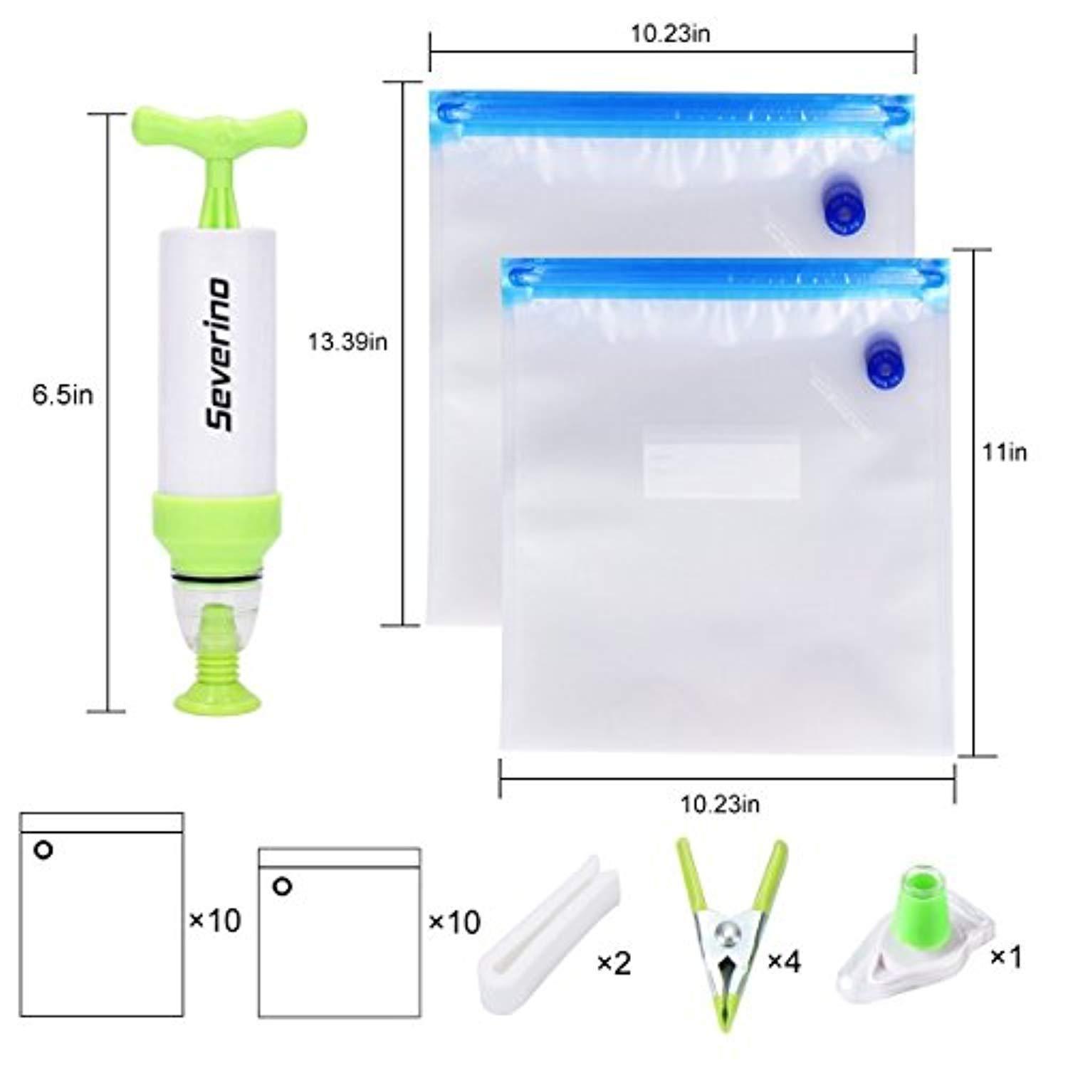 Sous Vide Bags Kit for Anova Cookers - 20 Reusable BPA Free Food Vacuum Sealed Bags with Accessories