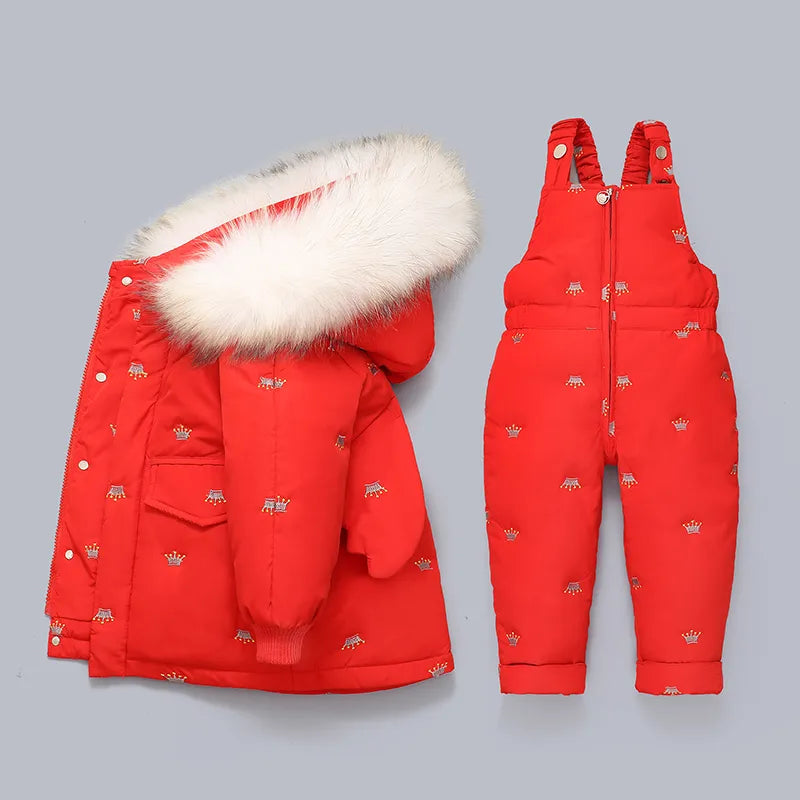 Little Boys Girls Thick Warm Down Jacket Jumpsuit Clothing Set