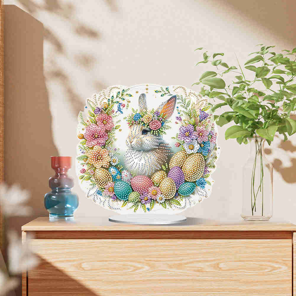 Special Shape Easter Rabbit Egg Flower Desktop Diamond Art Home Decor (LL146)