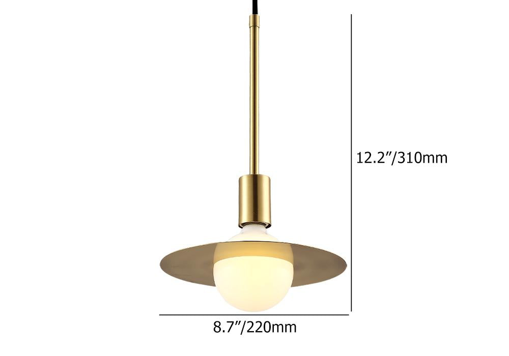 1-Light Globe Pendant Light with Gold Glass Shade & Brass Finish