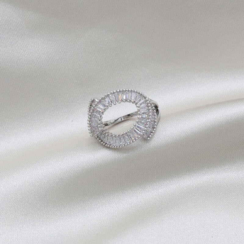 Elegant Women's Shiny Zircon Alphabet Cross Adjustable Rings - Korea Design Jewelry