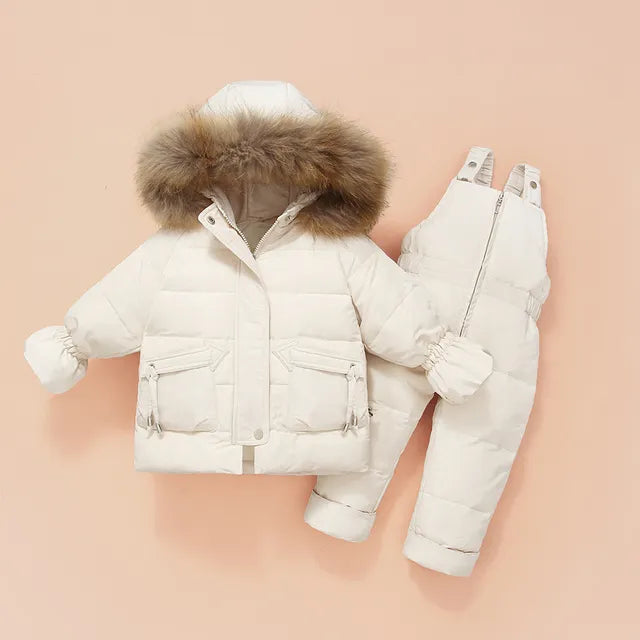 Little Boys Girls Thick Warm Down Jacket Jumpsuit Clothing Set