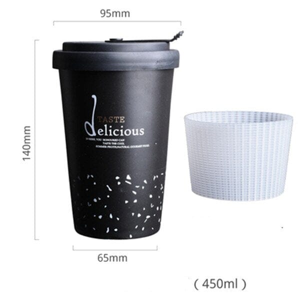Portable Black Print Large Capacity Milk Tea Drinking Cups