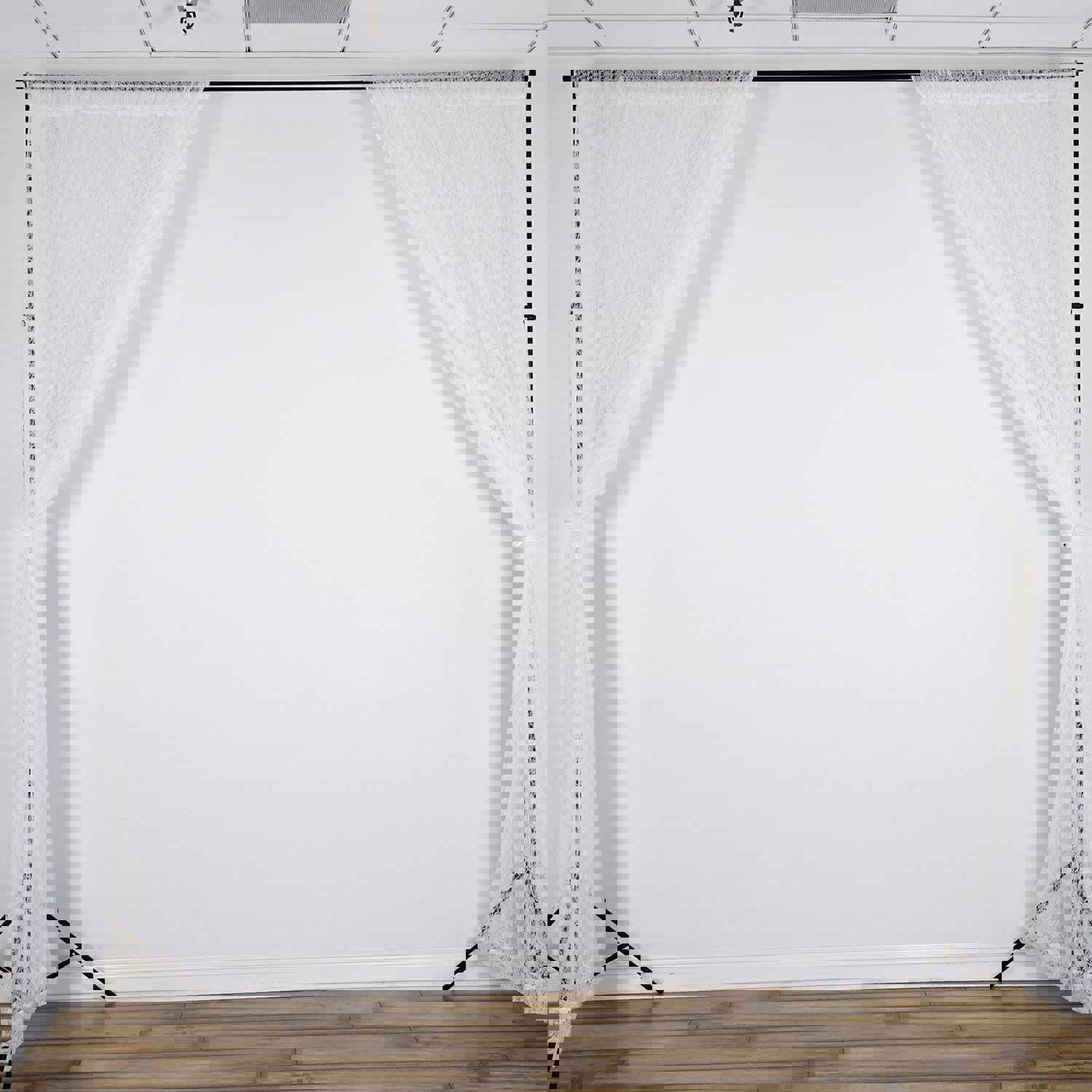 2 Pack Fire Retardant Floral Lace Sheer Curtains With Rod Pockets 5ftx10ft