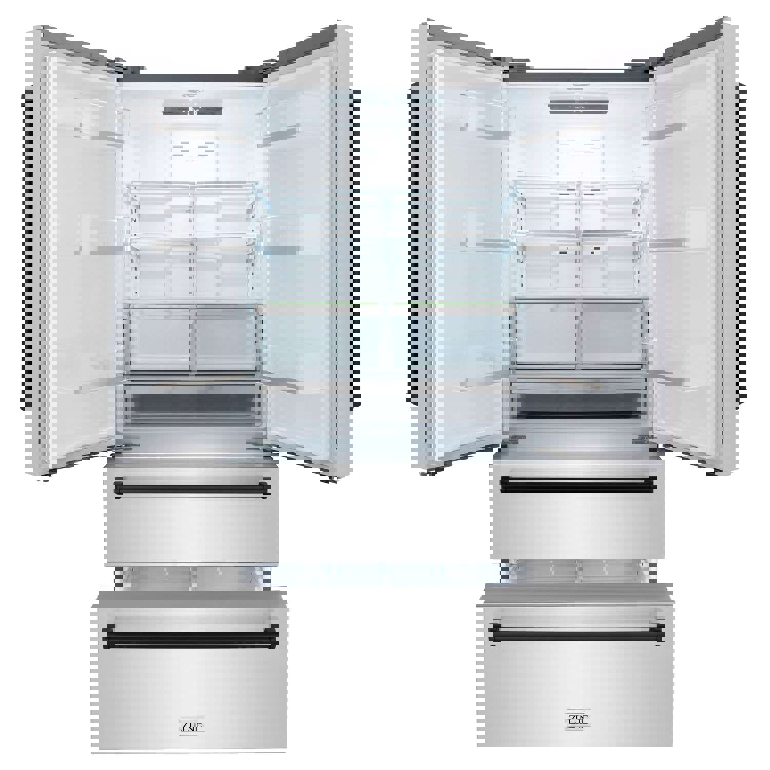 ZLINE 36 In. Autograph 22.5 cu. ft. Refrigerator with Ice Maker in Fingerprint Resistant Stainless Steel and Matte Black Accents