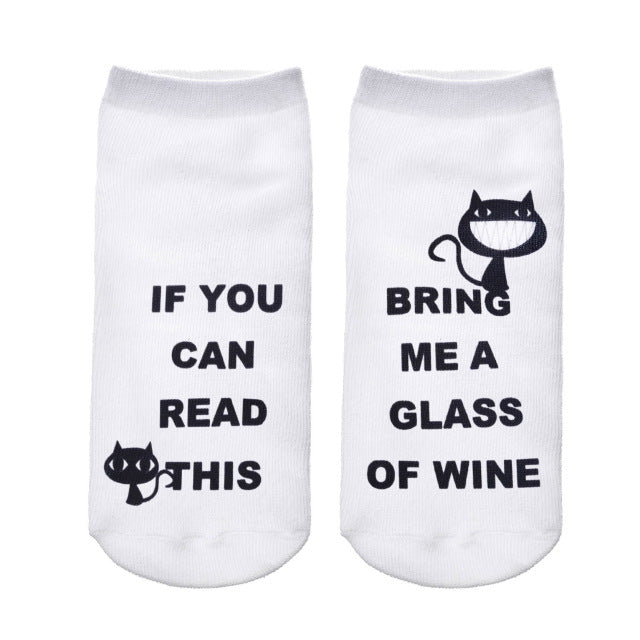 1 Pair IF YOU CAN READ THIS Funny White Low Cut Ankle Socks for Women & Men
