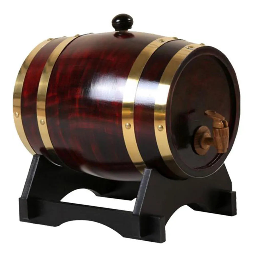 3L Wood Barrel Vintage Oak Beer Brewing Tools Tap Dispenser for Rum Pot Whisky Wine Bar Tools