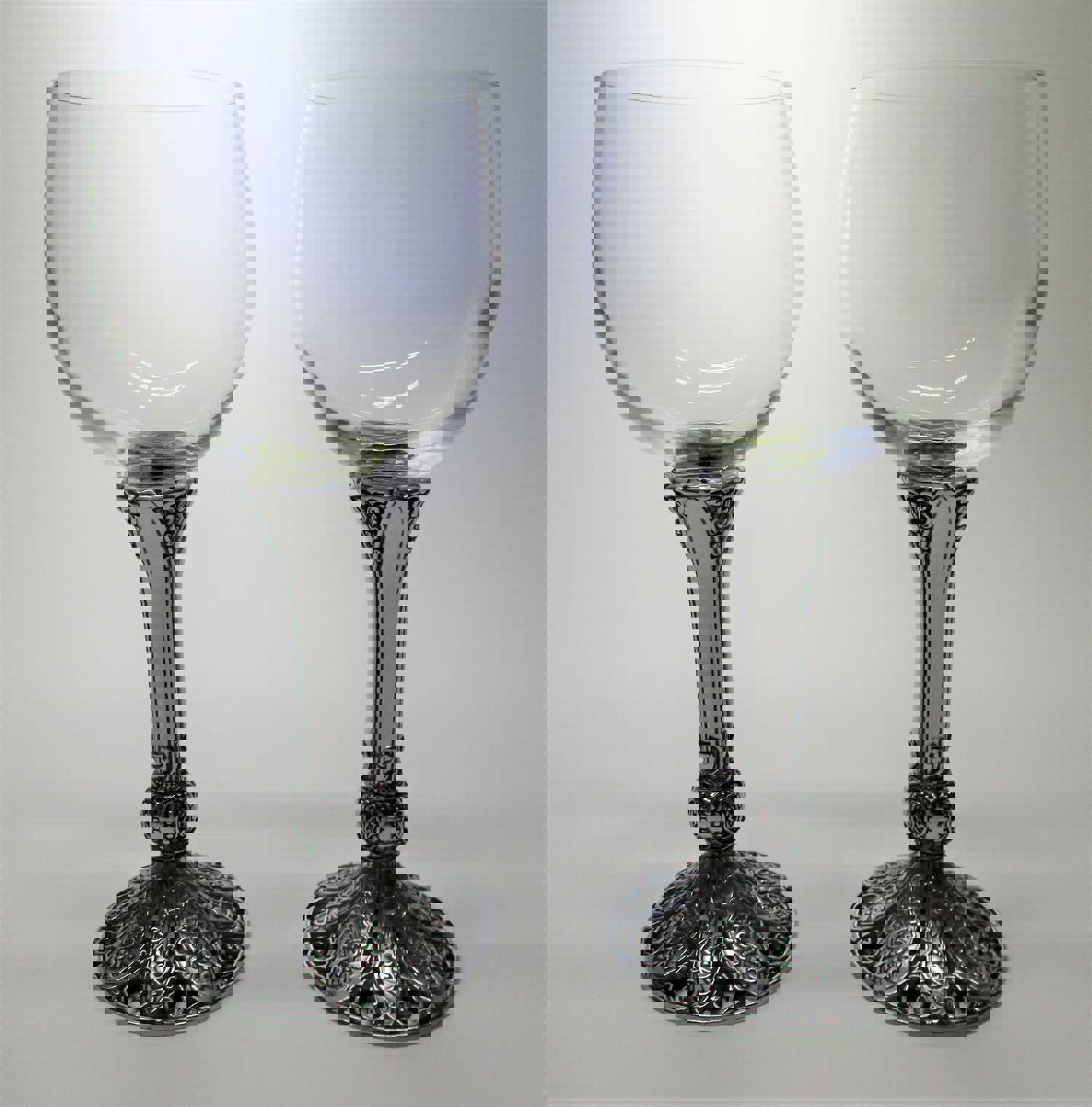 Brighton Theodora Red Wine Glass Chrome Stem Set of Two
