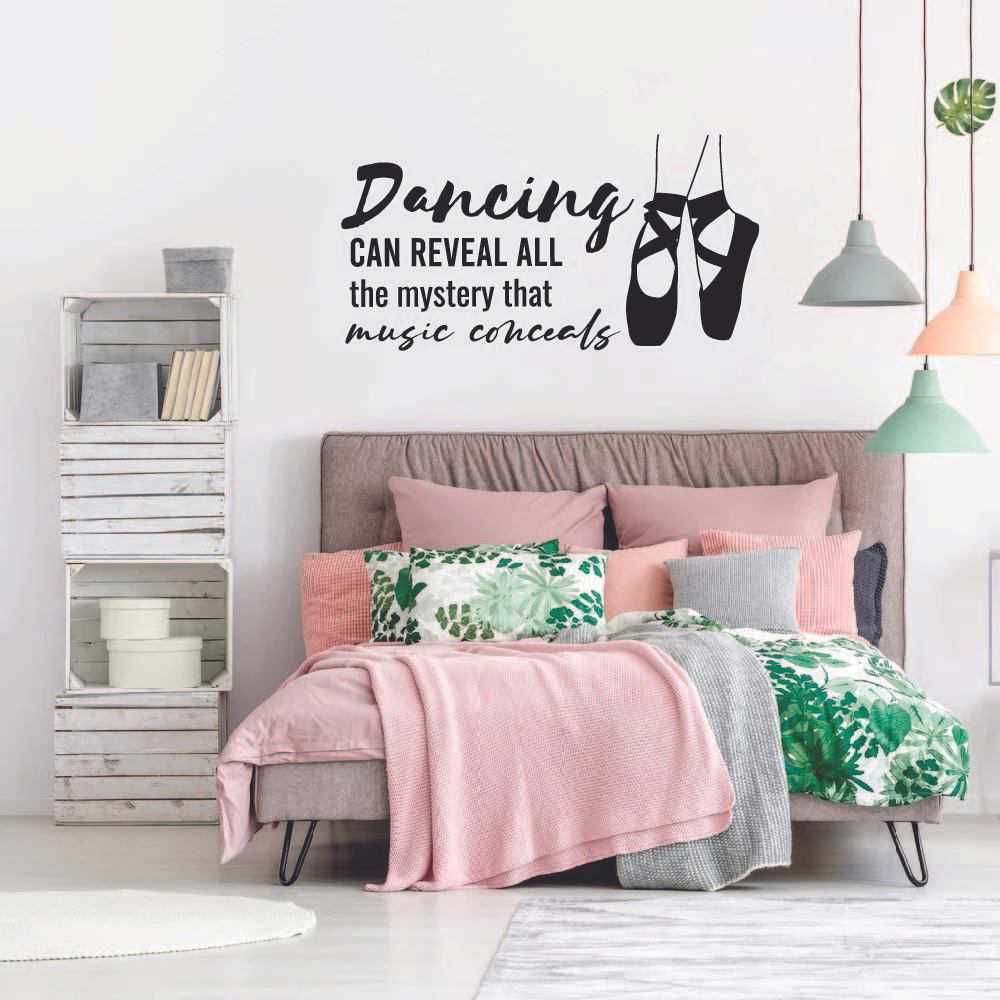 Ballerina Vinyl Wall Sticker - Dancing Ballet Ballerina Motivation Quote Decal